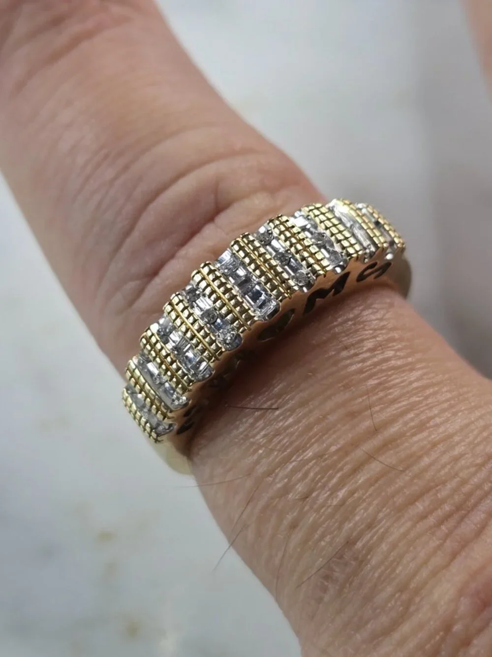 Womens Vintage Estate 10K Yellow Gold Modernist Diamond Ring 2.9g E5192